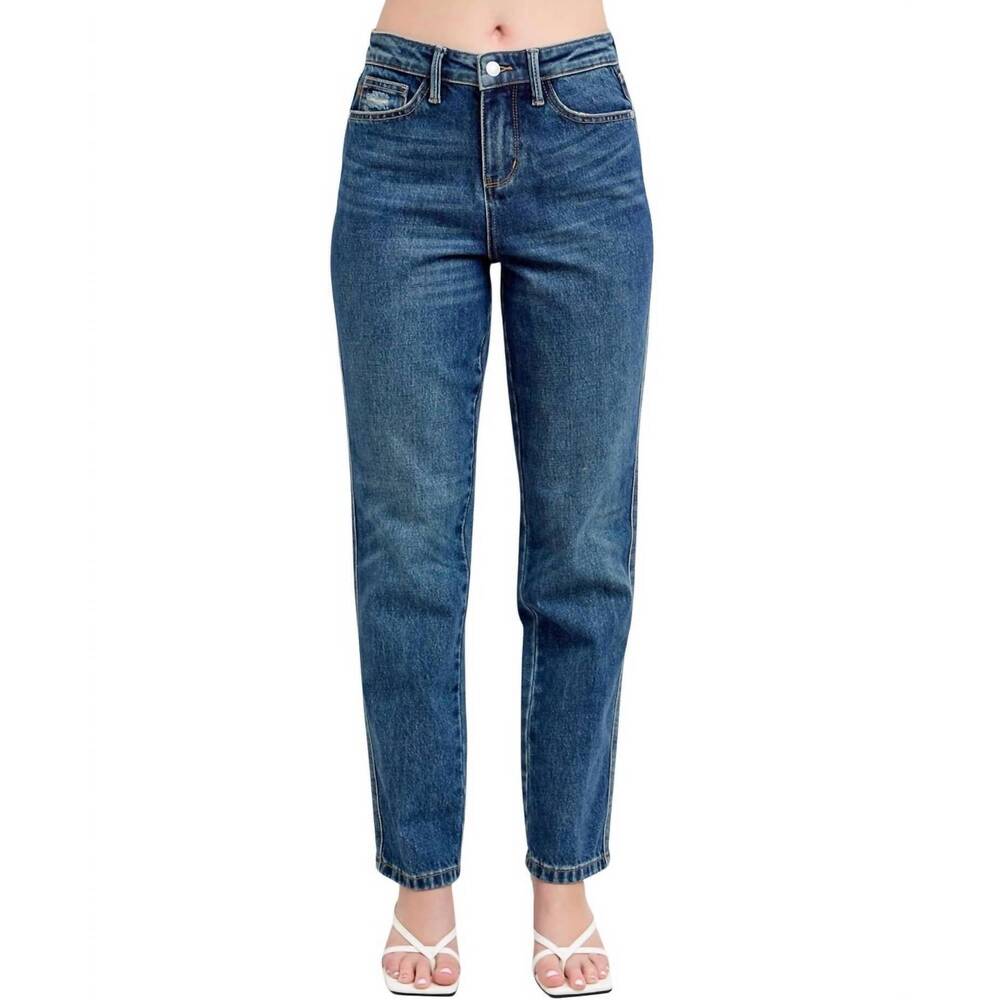 Judy Blue High Rise Straight Leg Jeans - Medium Blue Wash